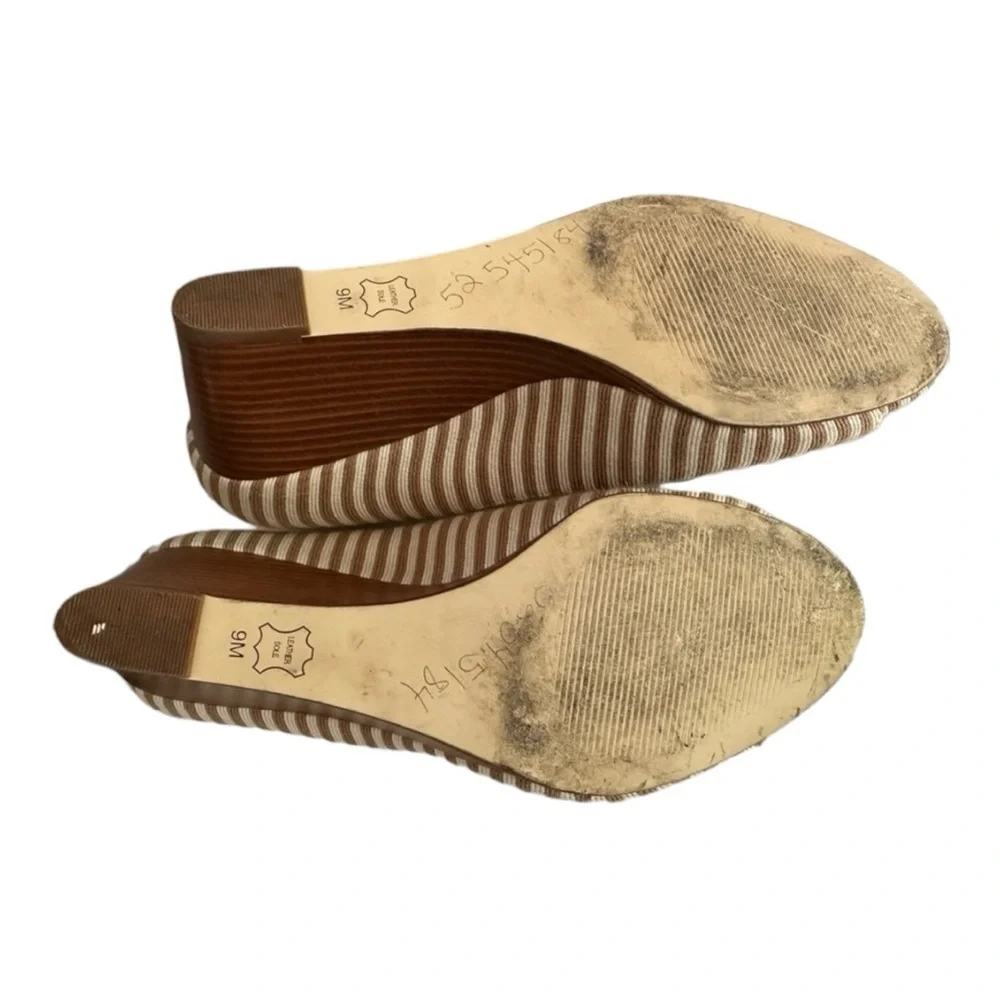 TALBOTS Royce Striped Wedge Peep Toe Sandal 9